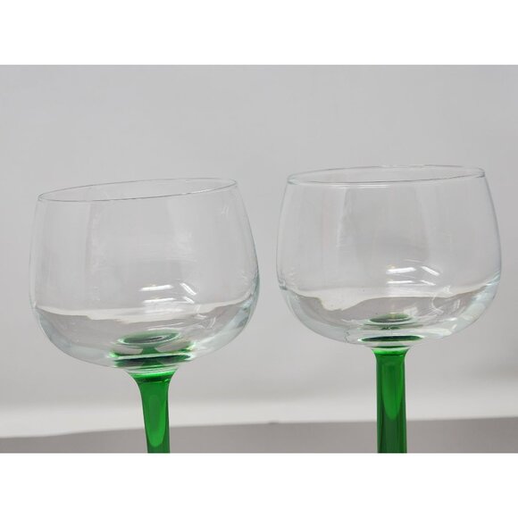 Vintage Green-Stemmed Crystal Wine Glasses Set Of‎ 2 - Picture 8 of 10